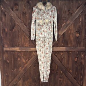 New Secret Treasures Faux Fur Trimmed Christmas Sloth Union Suit Size Small 4-6